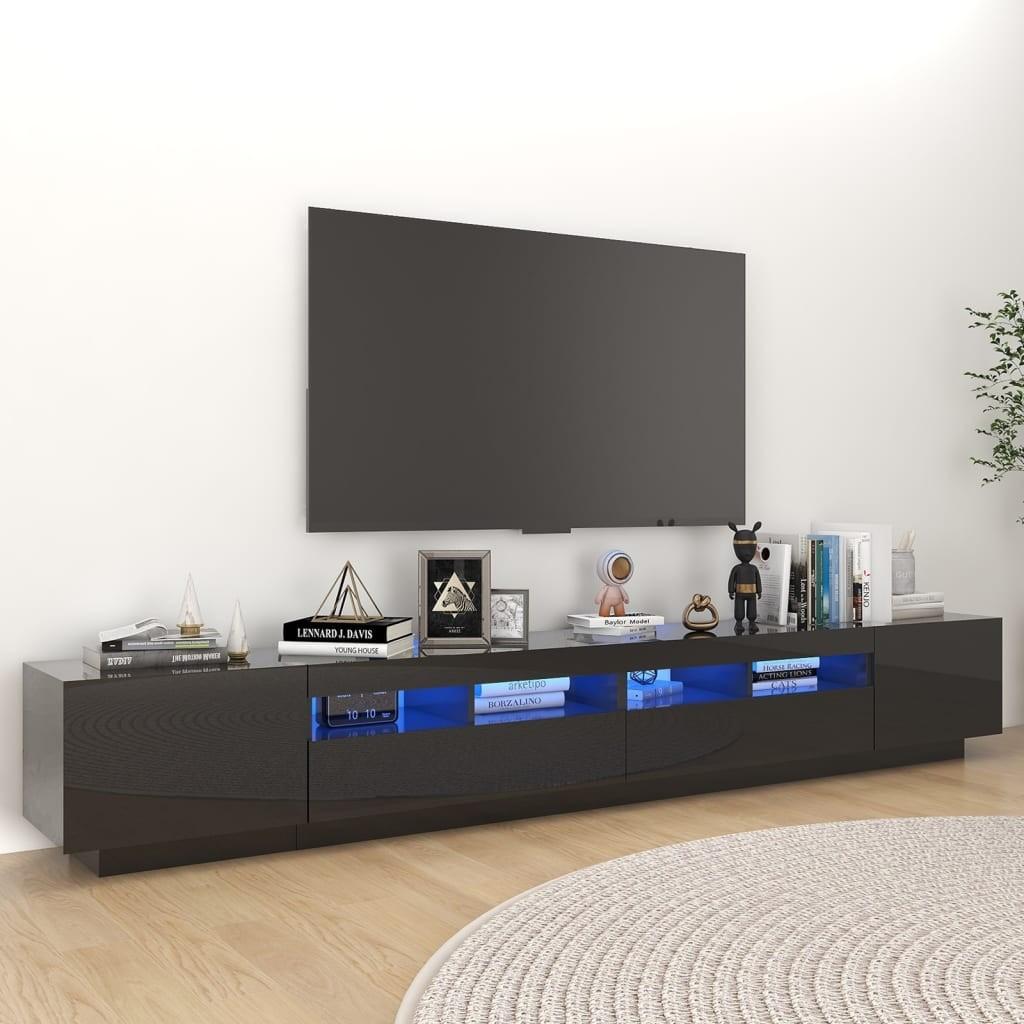 Tv-skab med LED-lys 260x35x40 cm sort højglans