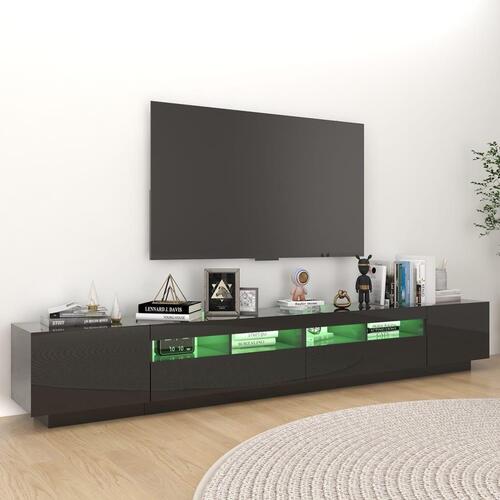Tv-skab med LED-lys 260x35x40 cm sort højglans