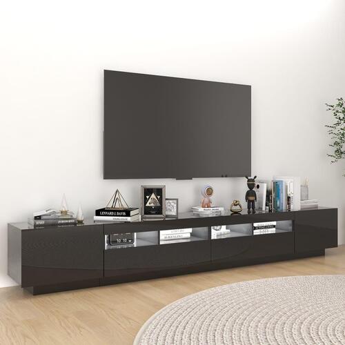 Tv-skab med LED-lys 260x35x40 cm sort højglans