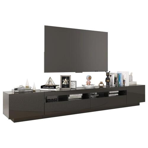 Tv-skab med LED-lys 260x35x40 cm sort højglans