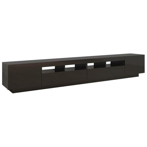 Tv-skab med LED-lys 260x35x40 cm sort højglans