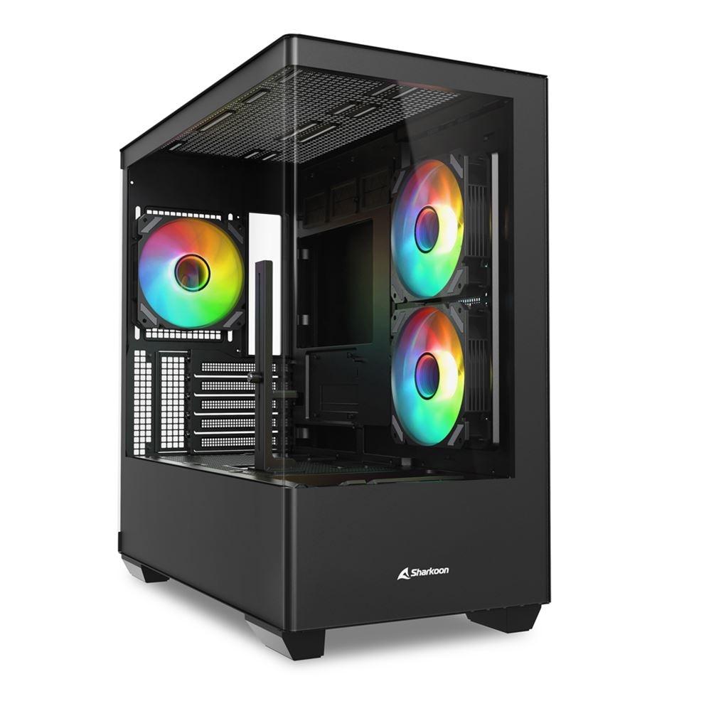 PC kabinet micro-ATX Sharkoon Elite Shark CM100 - sort, hærdet glas