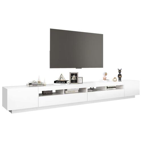 Tv-skab med LED-lys 300x35x40 cm hvid højglans