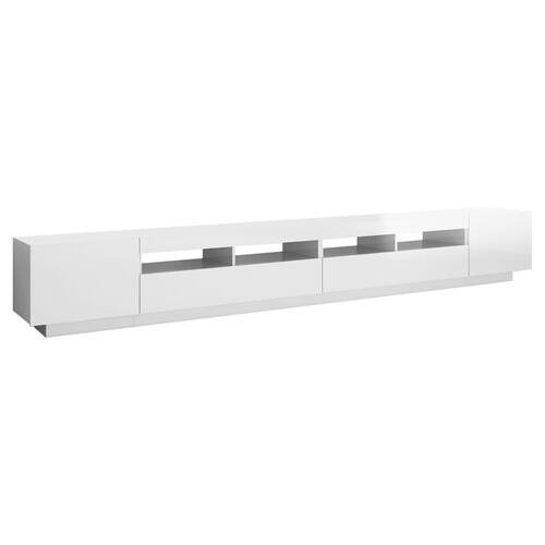 Tv-skab med LED-lys 300x35x40 cm hvid højglans