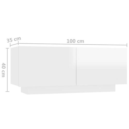 Tv-skab med LED-lys 300x35x40 cm hvid højglans