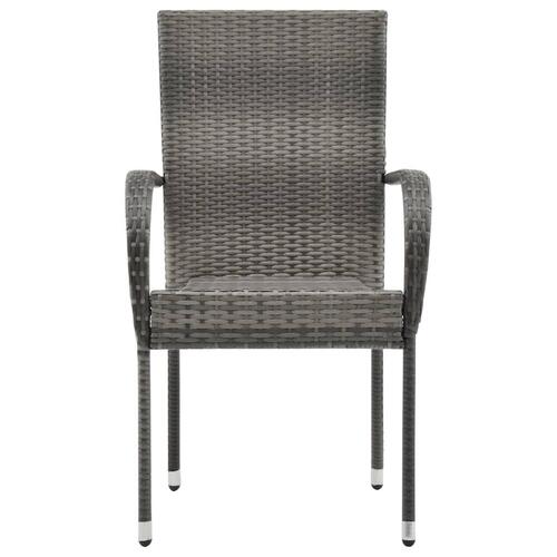 Havestole 6 stk. stabelbare polyrattan grå