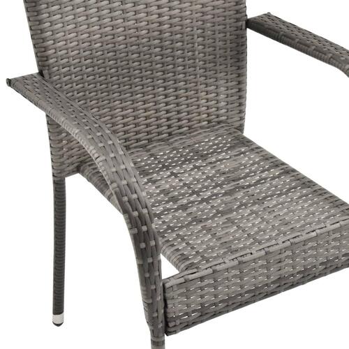 Havestole 6 stk. stabelbare polyrattan grå