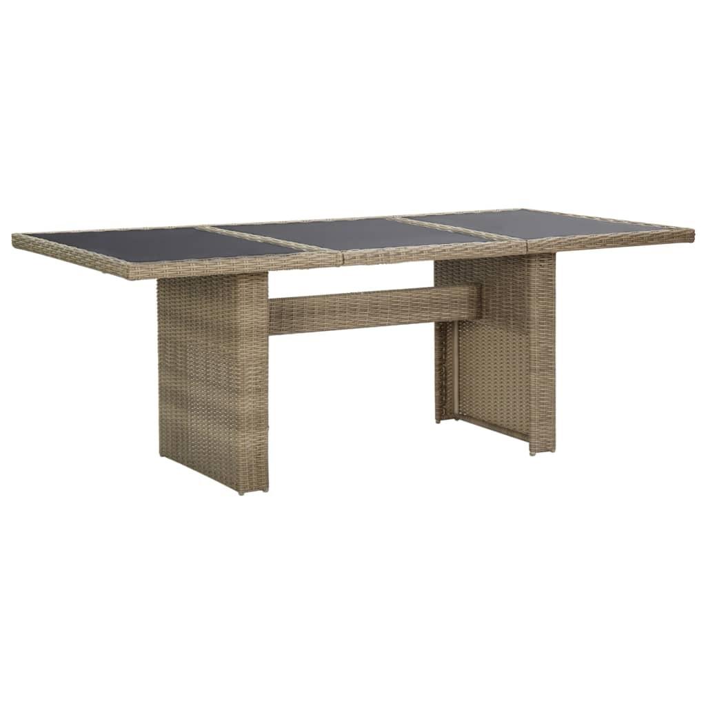 Havebord 200x100x74 cm glas og polyrattan brun