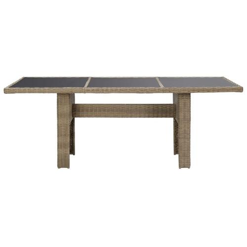 Havebord 200x100x74 cm glas og polyrattan brun