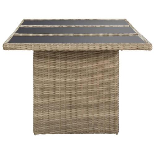 Havebord 200x100x74 cm glas og polyrattan brun