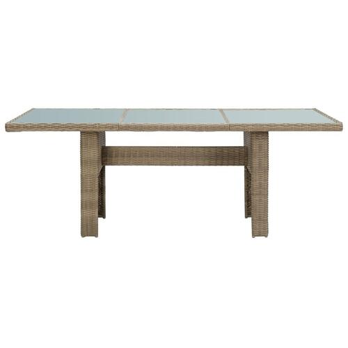 Havebord 200x100x74 cm glas og polyrattan brun