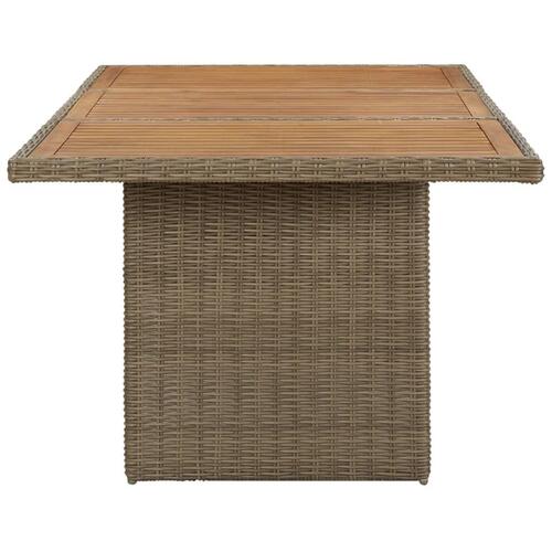 Havebord 200x100x74 cm polyrattan brun