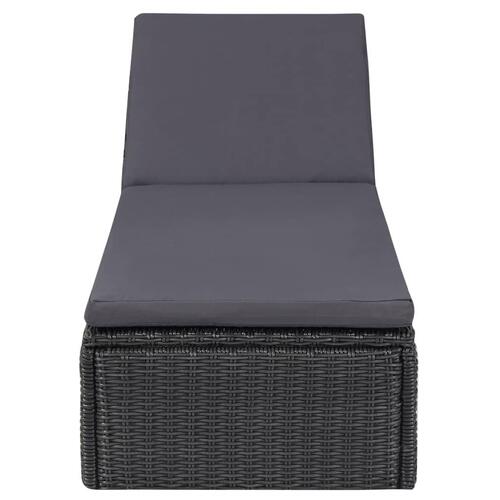 Liggestol polyrattan sort og mørkegrå