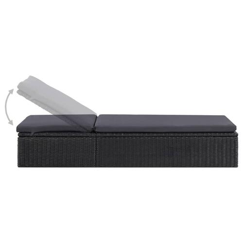 Liggestol polyrattan sort og mørkegrå