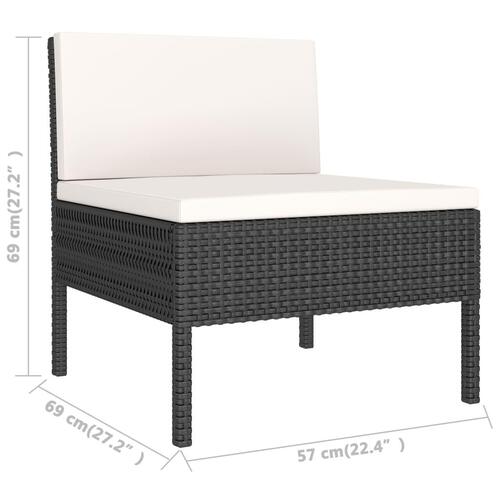 Loungesæt til haven 3 dele med hynder polyrattan sort