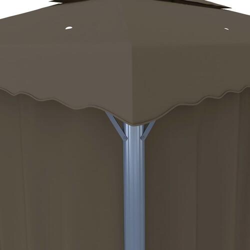 Pavillon med gardin 4x3 m aluminium gråbrun