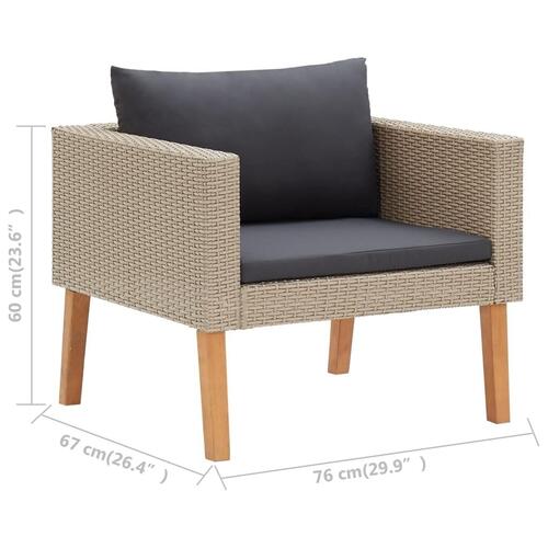 1-personssofa med hynder polyrattan beige