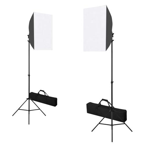 Fotostudiesæt med softbox-lamper + baggrund og reflektor