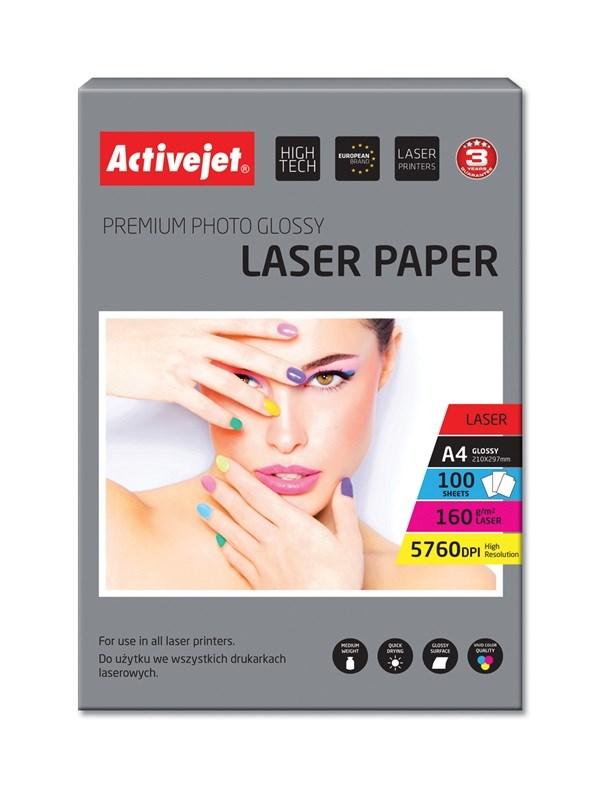 Fotopapir glans A4 - Activejet, til laserprinter, 160 g/m², 100 ark billede
