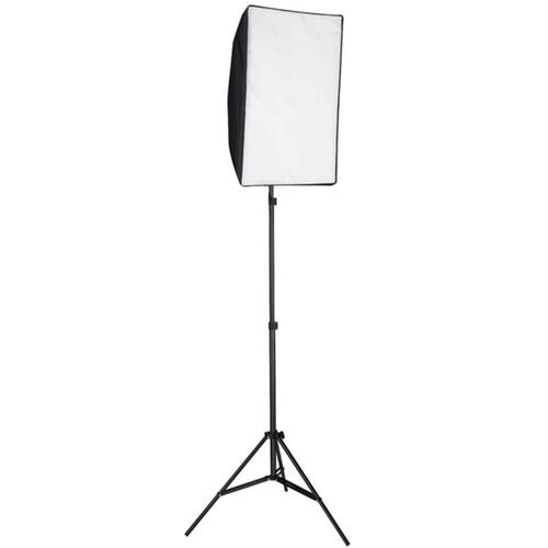 Fotostudiesæt med softbox-lamper, baggrund og reflektor