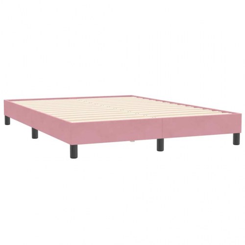 Kontinentalseng med madras 160×210 cm - fløjl, lyserød