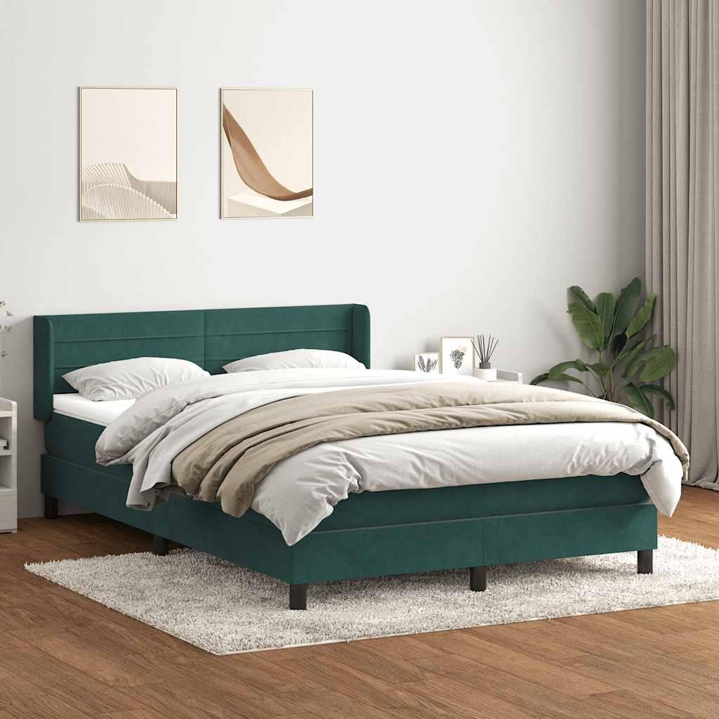Kontinentalseng med madras 160×220 cm i fløjl - mørkegrøn billede