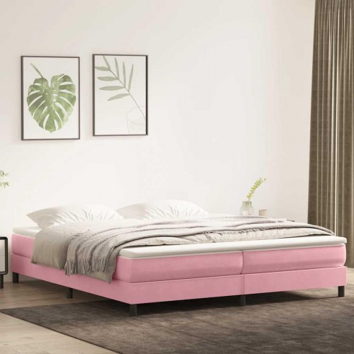 Kontinentalseng uden madras 200 x 220 cm - fløjl, lyserød