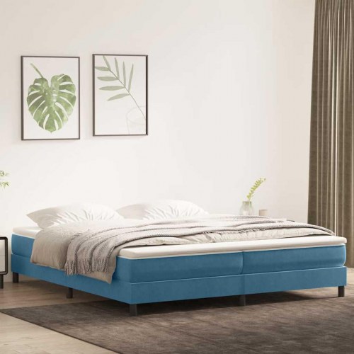 Kontinentalseng uden madras 200×220 cm - fløjl, mørkeblå