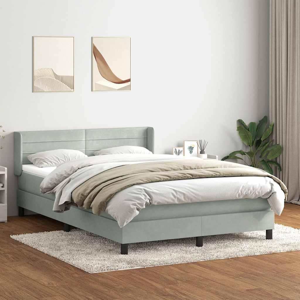 Kontinentalseng med madras 160x220 cm fløjl lysegrå billede