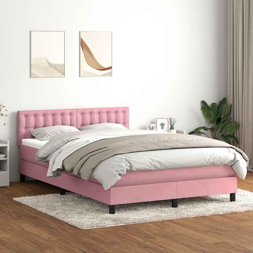 Kontinentalseng med madras 160x220 cm fløjl lyserød billede