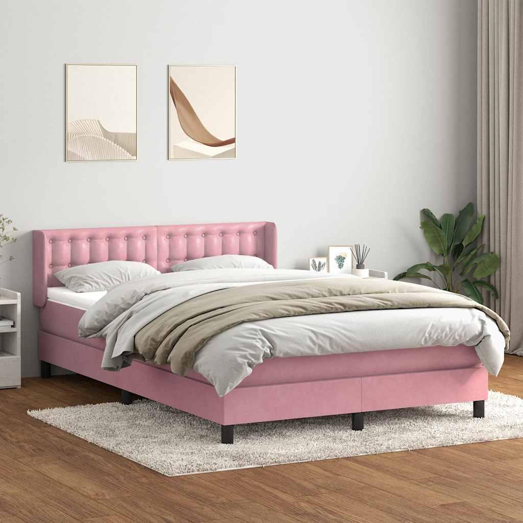 Kontinentalseng med madras 160x220 cm fløjl lyserød billede