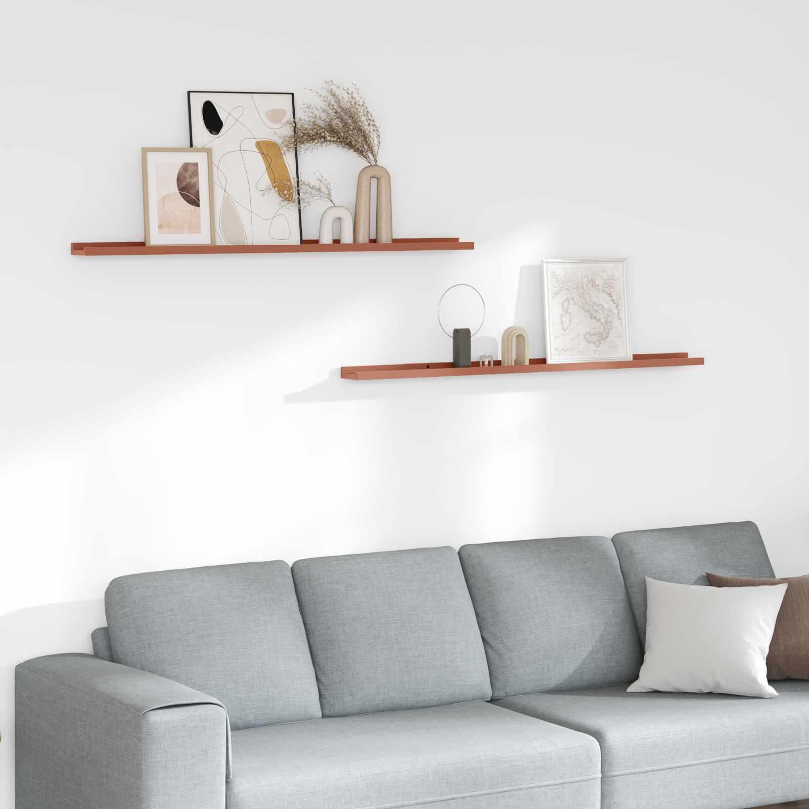 Væghylde med hylde 2 stk Rød 115 x 9 x 3 cm Konstrueret træ billede