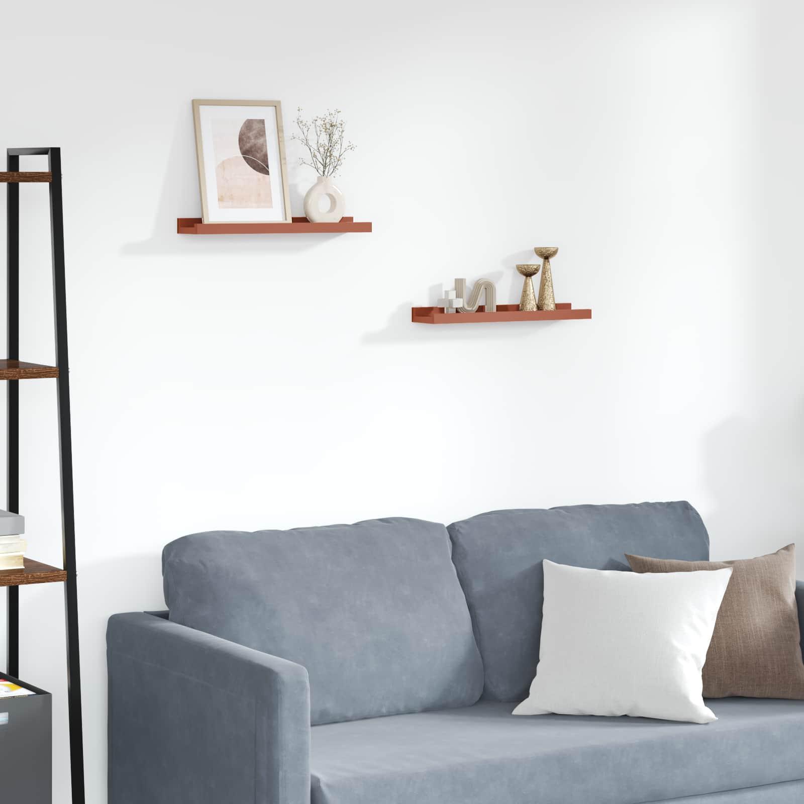 Væghylde med hylde 2 stk Rød 40 x 9 x 3 cm Konstrueret træ billede