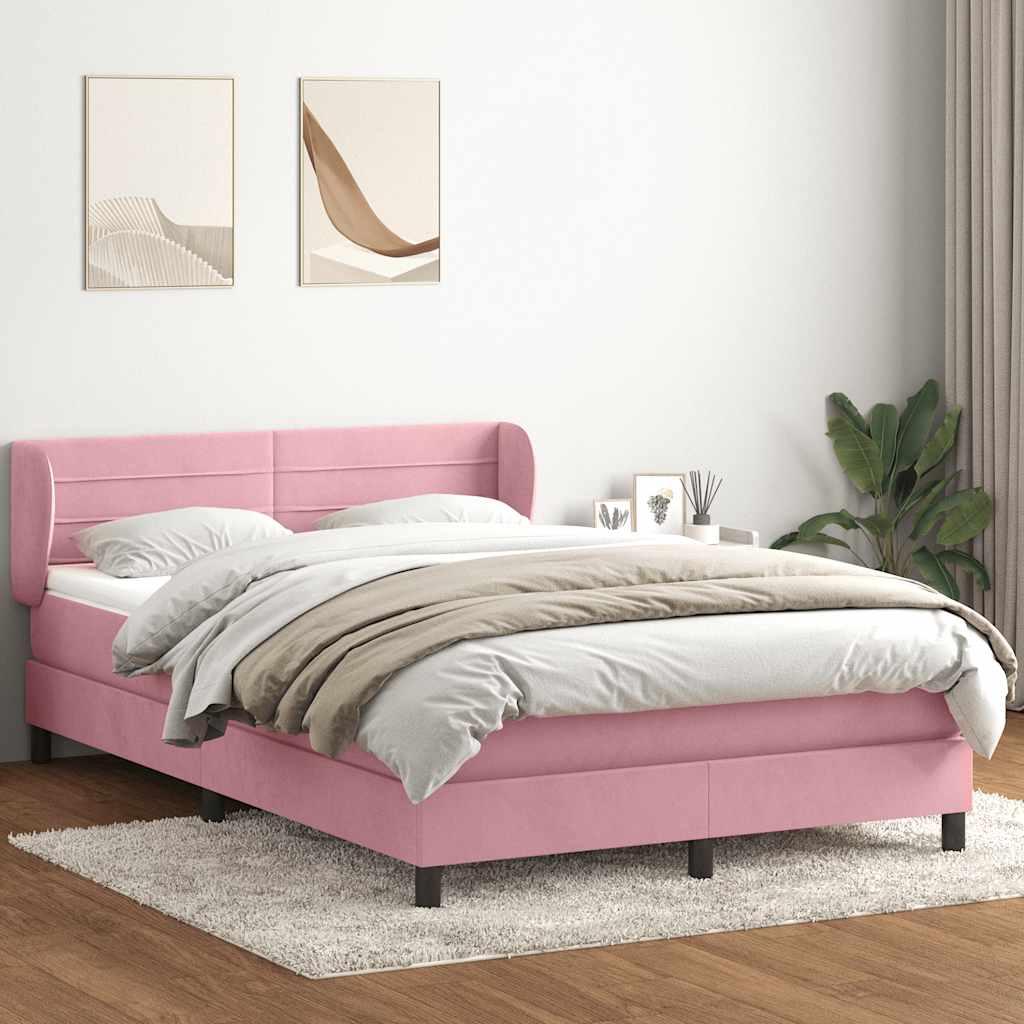 Kontinentalseng med madras 160x220 cm fløjl lyserød billede