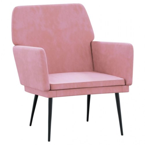 Lænestol i velour - 62 × 79 × 79 cm, lyserød