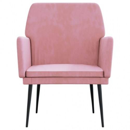 Lænestol i velour - 62 × 79 × 79 cm, lyserød