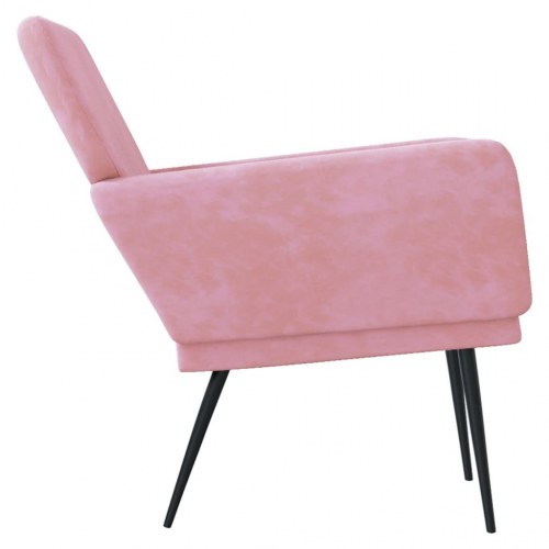 Lænestol i velour - 62 × 79 × 79 cm, lyserød