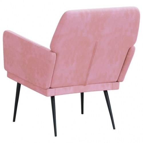 Lænestol i velour - 62 × 79 × 79 cm, lyserød
