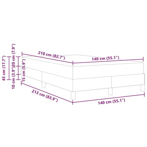 Kontinentalseng med madras Sort 140 x 210 cm Stof