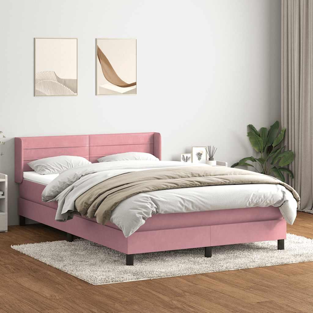 Kontinentalseng med madras 160x210 cm - fløjl, lyserød billede