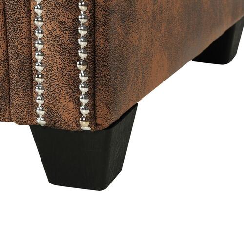 Chaiselong Chesterfield sofa imiteret ruskind brun