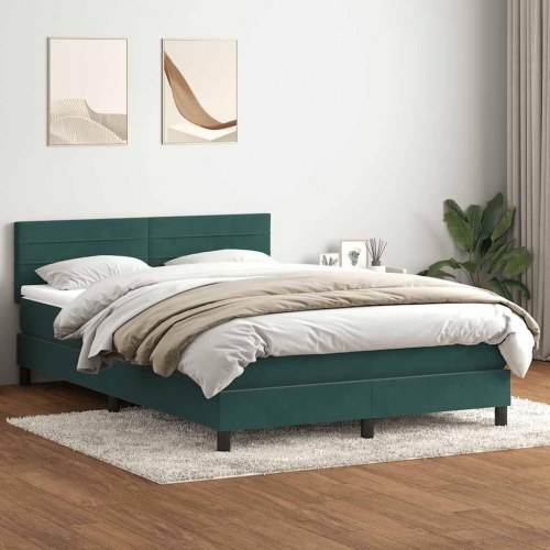 Kontinentalseng med madras 160×220 cm i fløjl - mørkegrøn