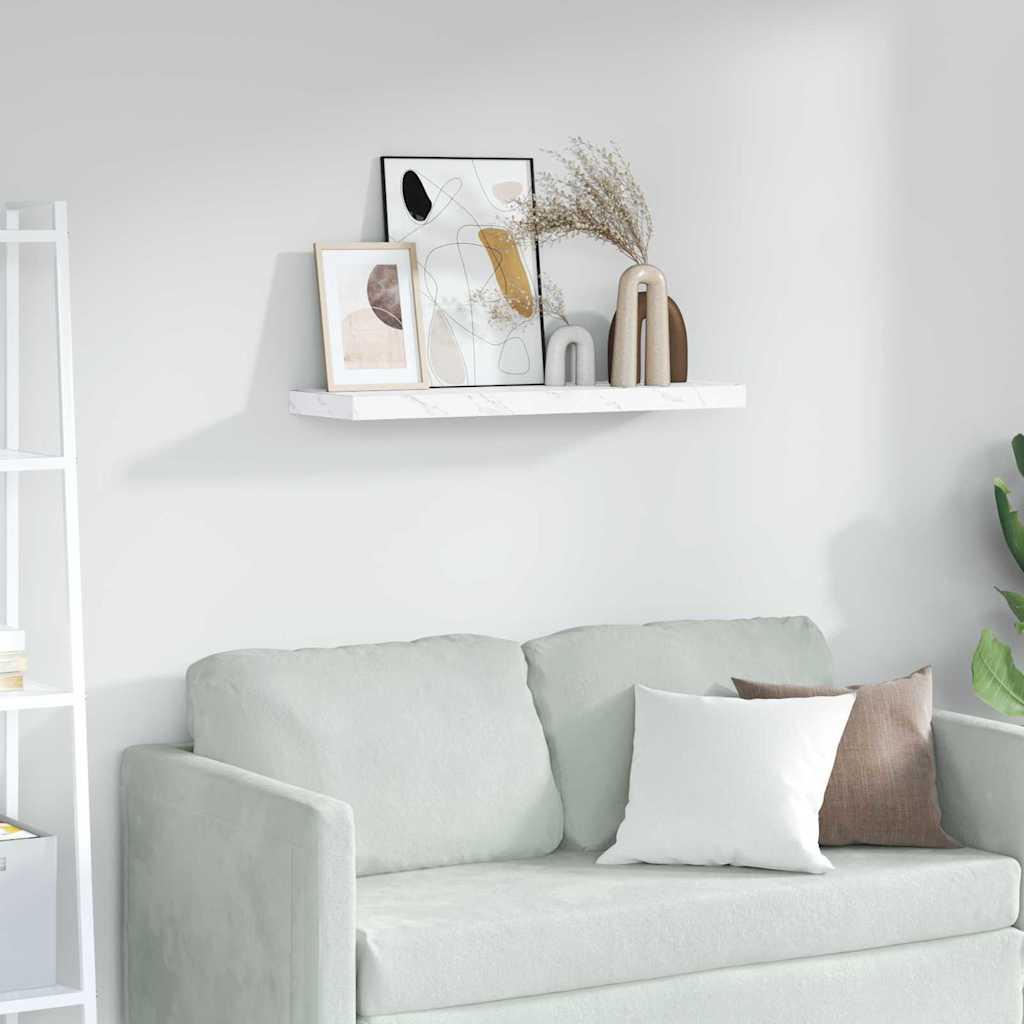 Væghylde Hvid marmor 80 x 23,5 x 4 cm Konstrueret træ billede