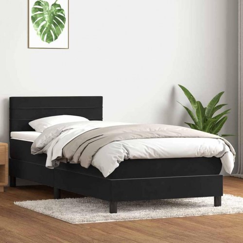 Kontinentalseng med madras 100x220 cm fløjl sort