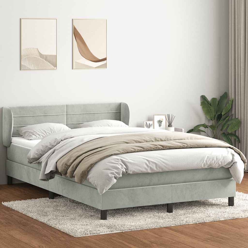 Kontinentalseng med madras 160x210 cm fløjl lysegrå billede