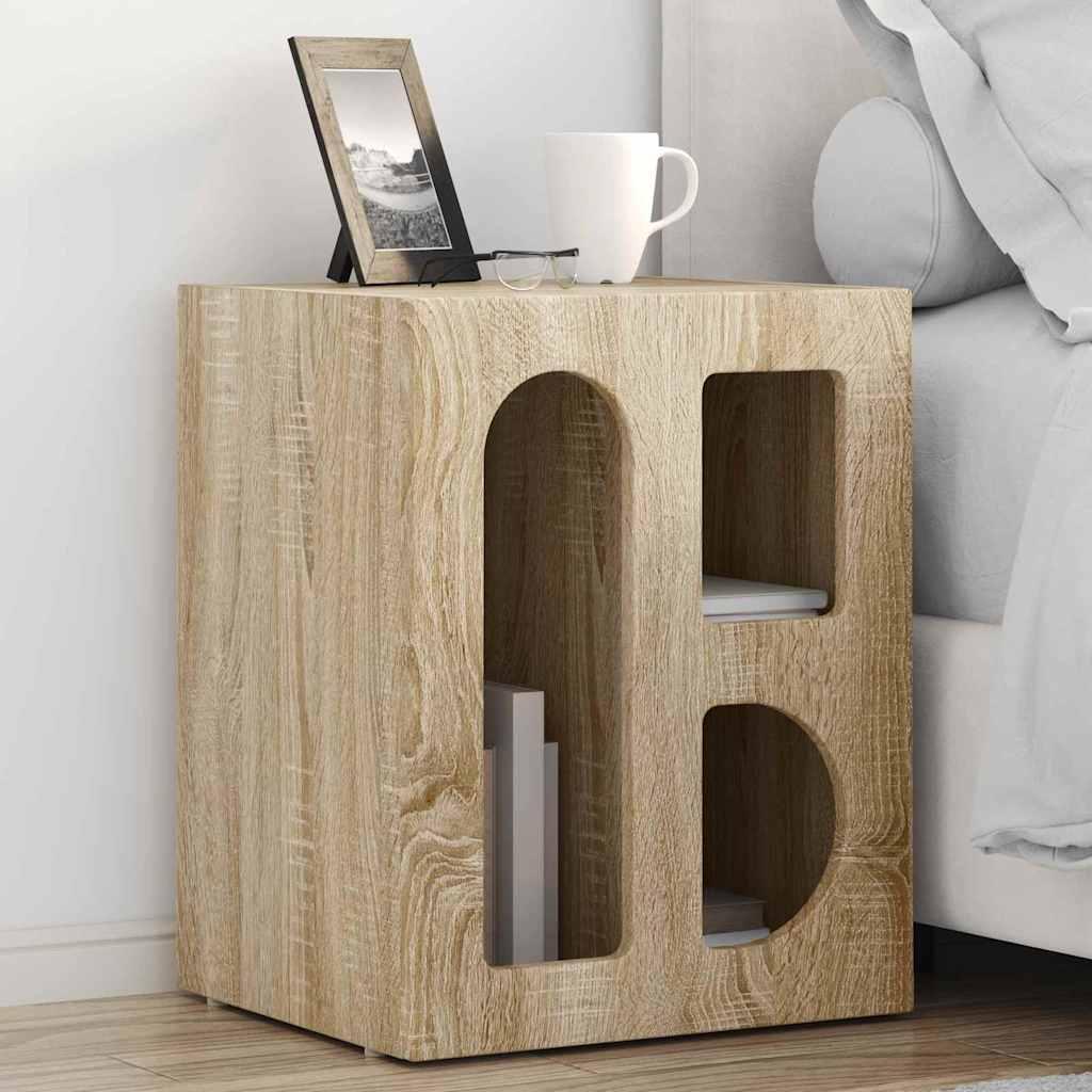 Sengebord 2 stk Sonoma eg 40 x 35 x 50 cm Konstrueret træ billede