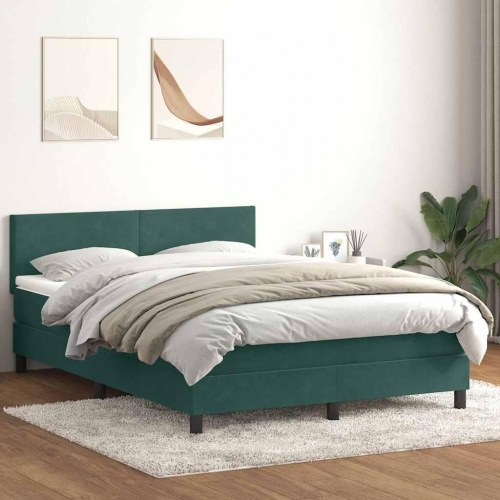 Kontinentalseng med madras 160x220 cm - fløjl, mørkegrøn
