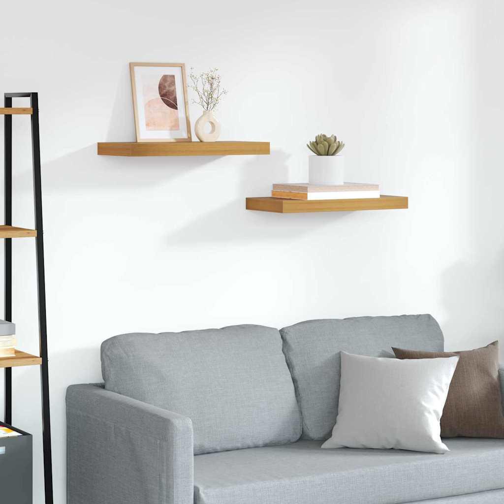 Væghylde Vægmonteret 2 stk Brun 50 x 23 x 4 cm Konstrueret træ billede