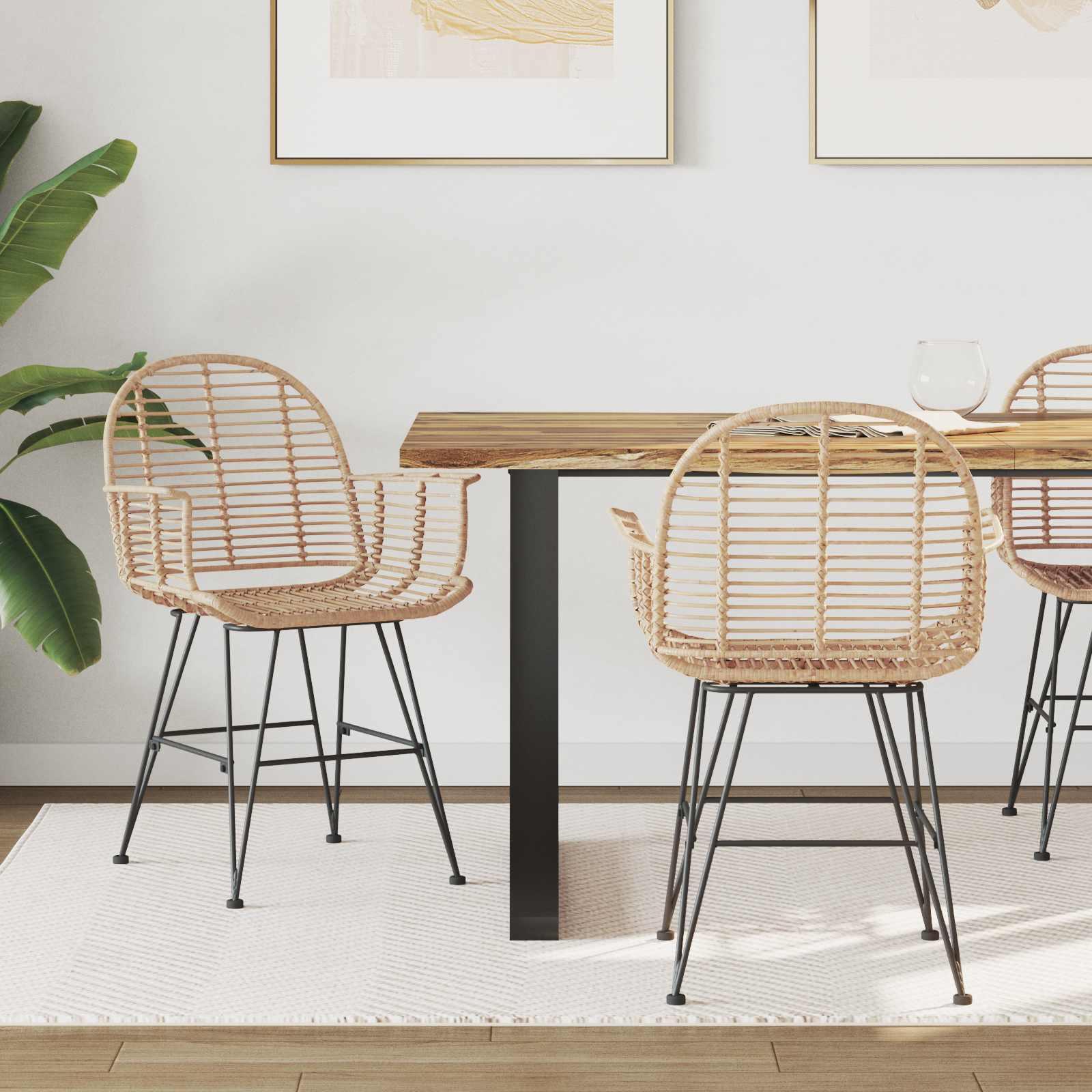 Spisestuestol 2 stk Naturfarvet 57 x 54,5 x 85 cm billede
