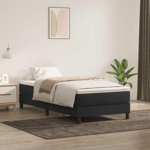 Kontinentalseng uden madras 100×210 cm - fløjl, sort